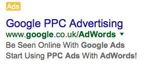 Google PPC ad example